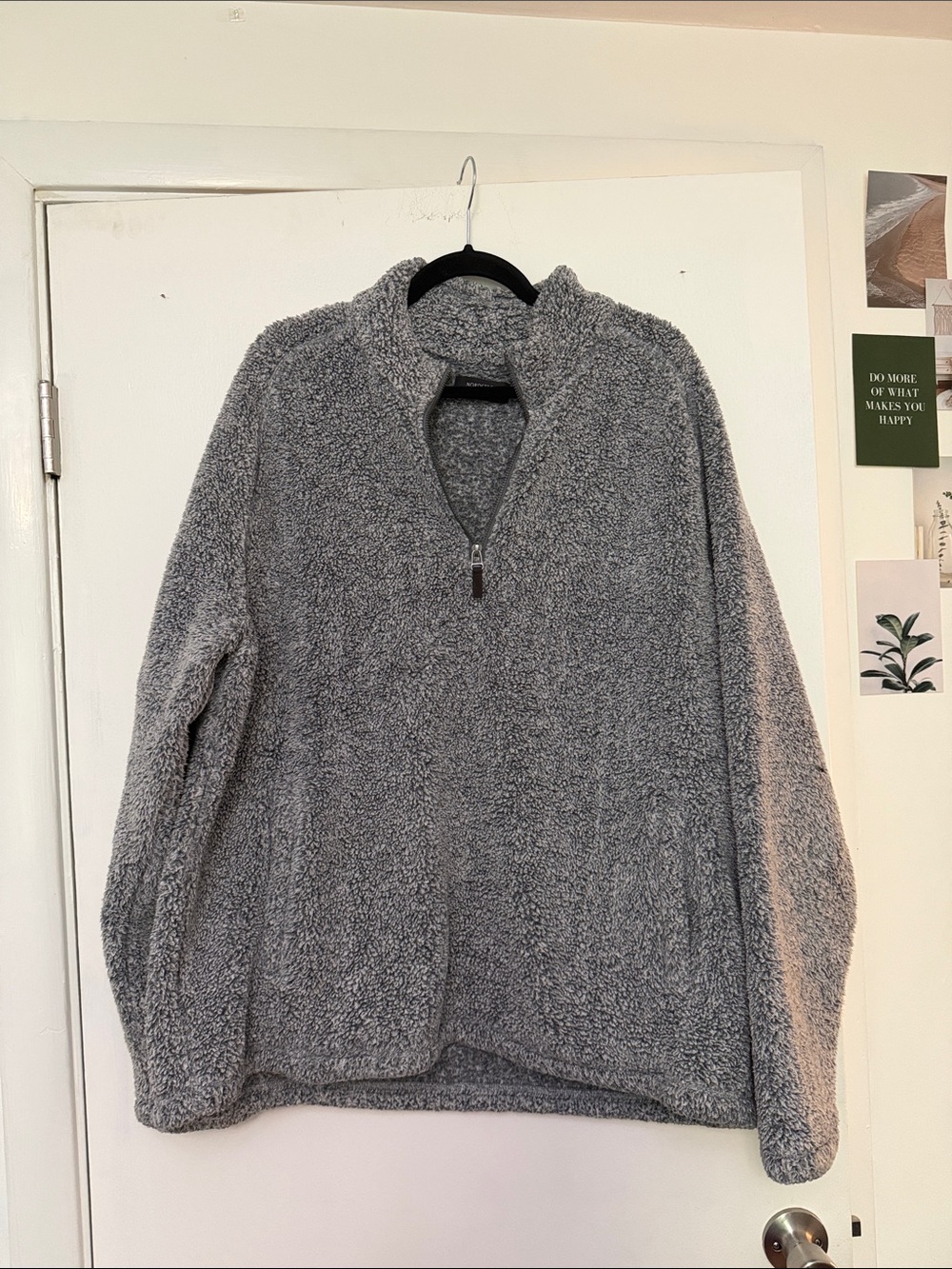 Nordstrom Gray Sherpa Half-Zip Pullover Sweater